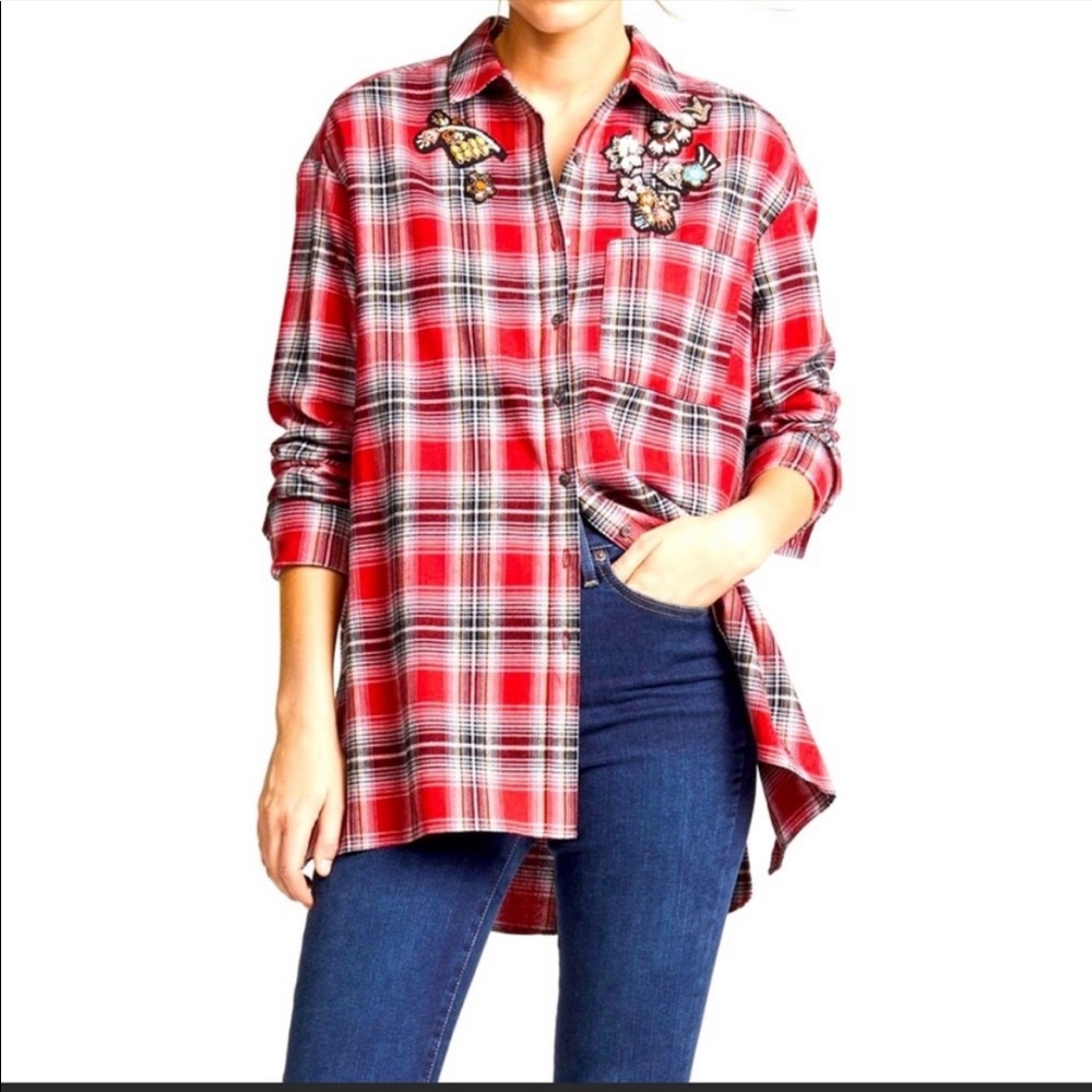 Cinq a Sept Oversized Plaid shirt (xs/s)